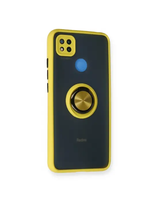 Xiaomi Redmi 9c Kılıf Montreal Yüzüklü Silikon Kapak - Sarı