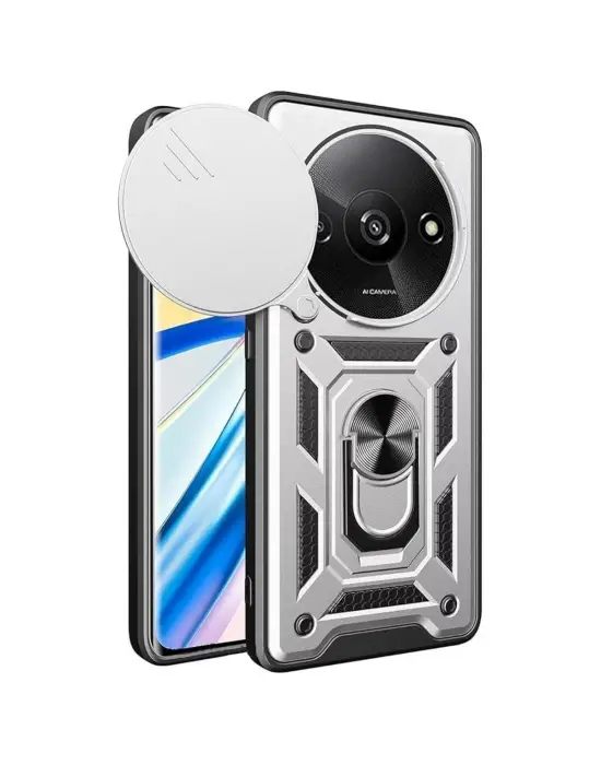 Xiaomi Redmi A3 4g Kılıf Pars Lens Yüzüklü Silikon - Gümüş