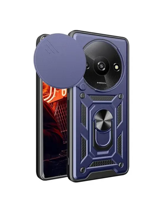 Xiaomi Redmi A3 4g Kılıf Pars Lens Yüzüklü Silikon - Lacivert