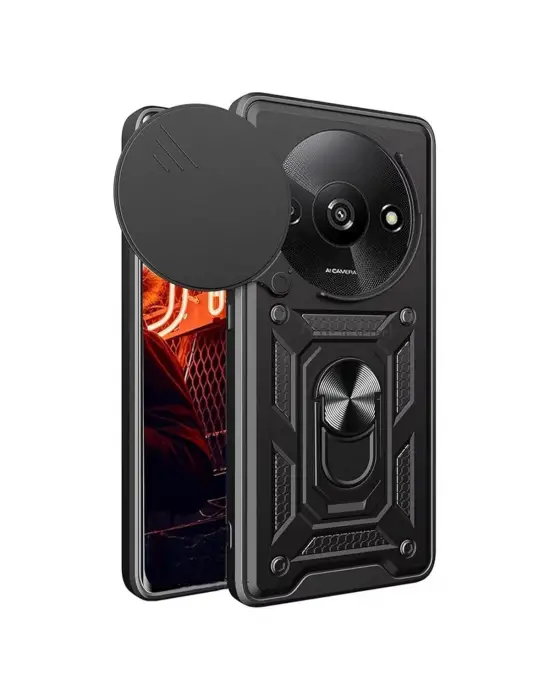 Xiaomi Redmi A3 4g Kılıf Pars Lens Yüzüklü Silikon - Siyah