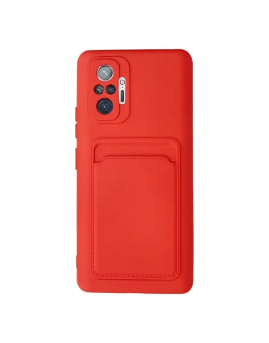 Xiaomi Redmi Note 10 Pro Kılıf Kelvin Kartvizitli Silikon - Kırmızı