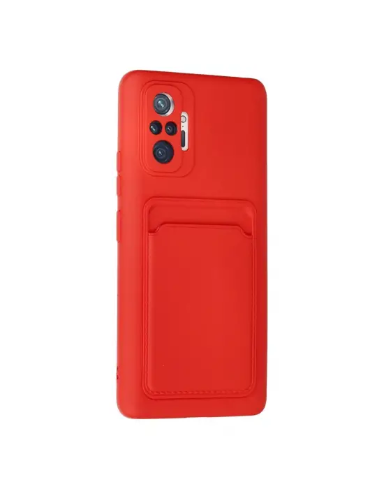 Xiaomi Redmi Note 10 Pro Kılıf Kelvin Kartvizitli Silikon - Kırmızı