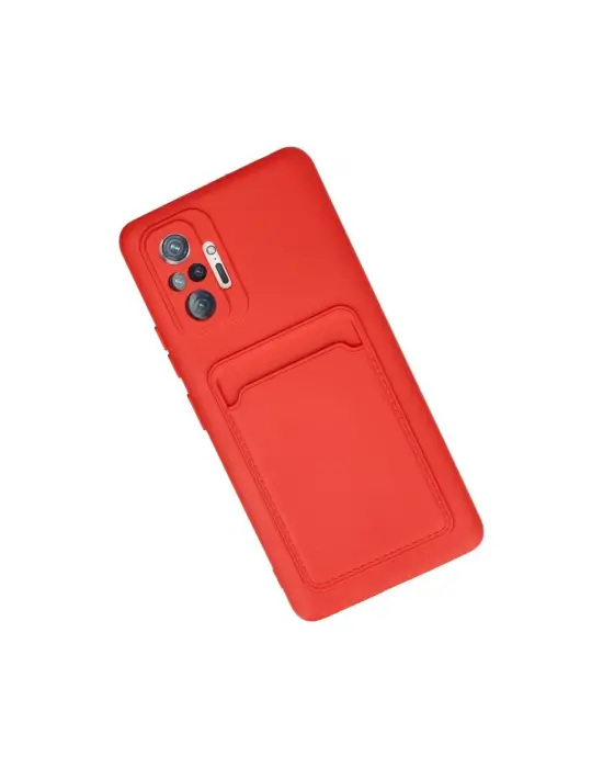 Xiaomi Redmi Note 10 Pro Kılıf Kelvin Kartvizitli Silikon - Kırmızı
