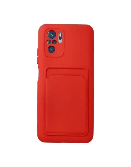 Xiaomi Redmi Note 10s Kılıf Kelvin Kartvizitli Silikon - Kırmızı