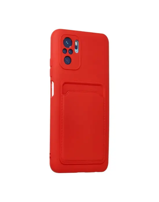 Xiaomi Redmi Note 10s Kılıf Kelvin Kartvizitli Silikon - Kırmızı