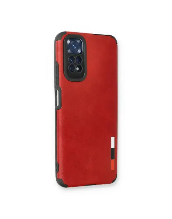 Xiaomi Redmi Note 11 Kılıf Loop Deri Silikon - Kırmızı