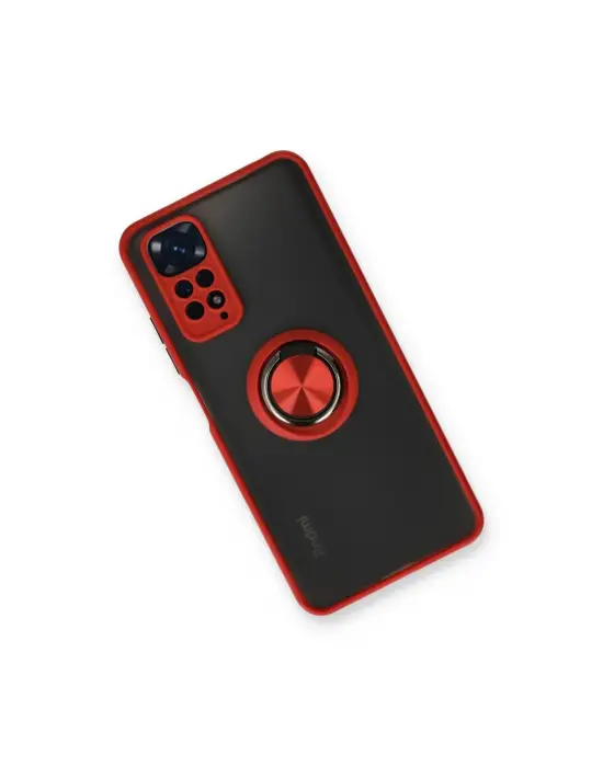 Xiaomi Redmi Note 11 Kılıf Montreal Yüzüklü Silikon Kapak - Kırmızı