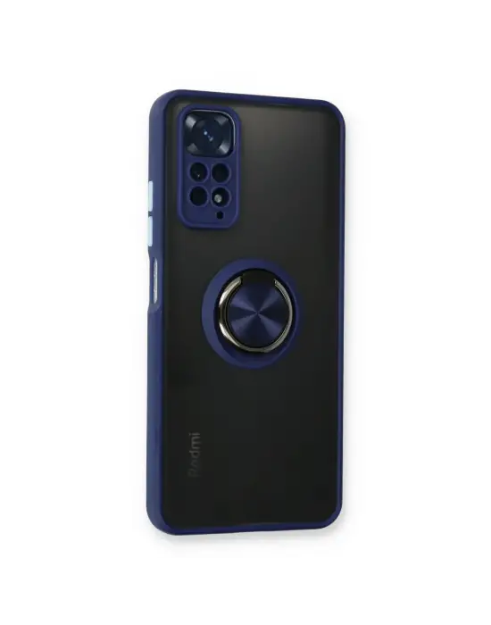 Xiaomi Redmi Note 11 Kılıf Montreal Yüzüklü Silikon Kapak - Lacivert
