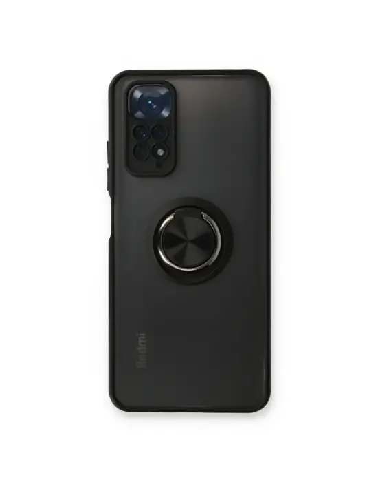 Xiaomi Redmi Note 11 Kılıf Montreal Yüzüklü Silikon Kapak - Siyah