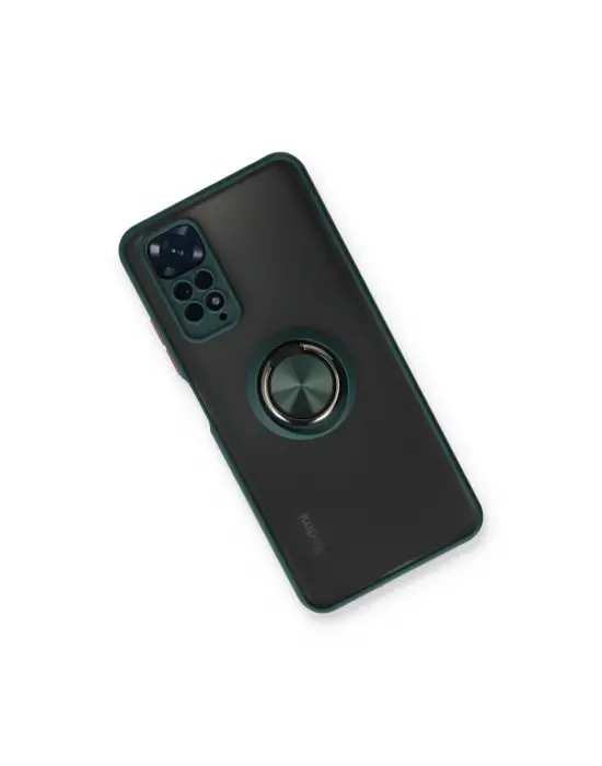 Xiaomi Redmi Note 11 Kılıf Montreal Yüzüklü Silikon Kapak - Yeşil