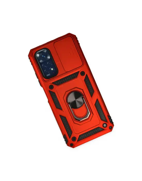 Xiaomi Redmi Note 11 Kılıf Pars Lens Yüzüklü Silikon - Kırmızı
