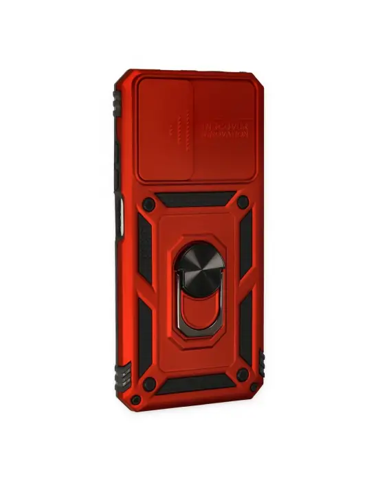 Xiaomi Redmi Note 11 Kılıf Pars Lens Yüzüklü Silikon - Kırmızı