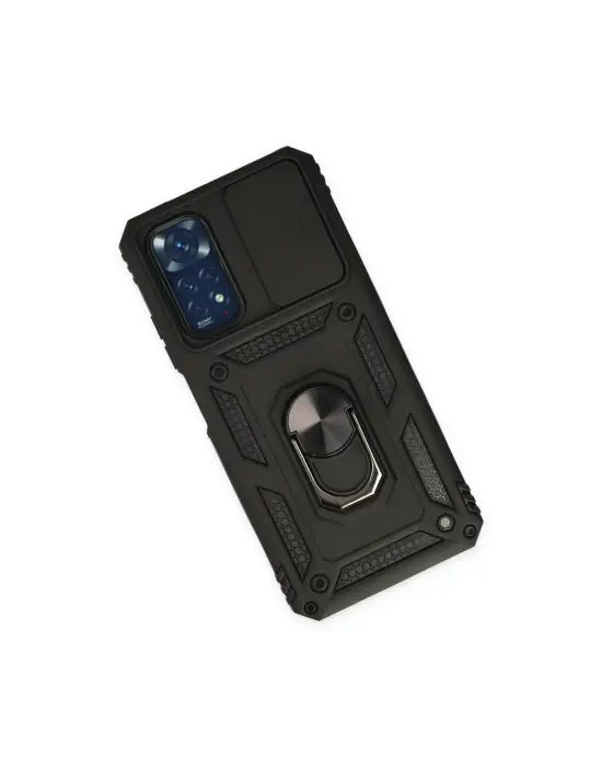 Xiaomi Redmi Note 11 Kılıf Pars Lens Yüzüklü Silikon - Siyah