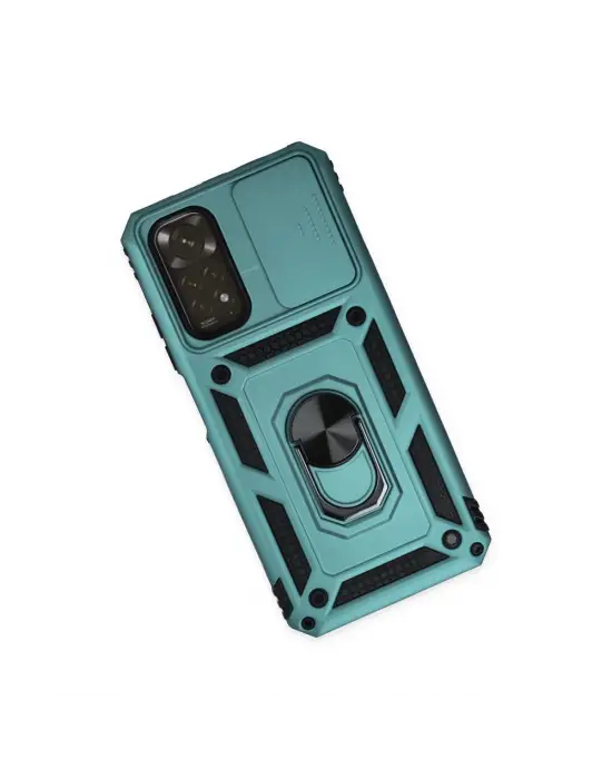 Xiaomi Redmi Note 11 Kılıf Pars Lens Yüzüklü Silikon - Yeşil