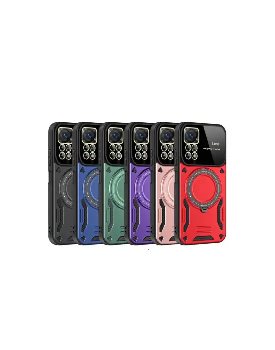 Xiaomi Redmi Note 11 Pro Kılıf Joy Lens Standlı Kapak - Kırmızı