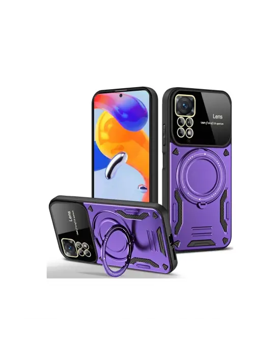 Xiaomi Redmi Note 11 Pro Kılıf Joy Lens Standlı Kapak - Mor