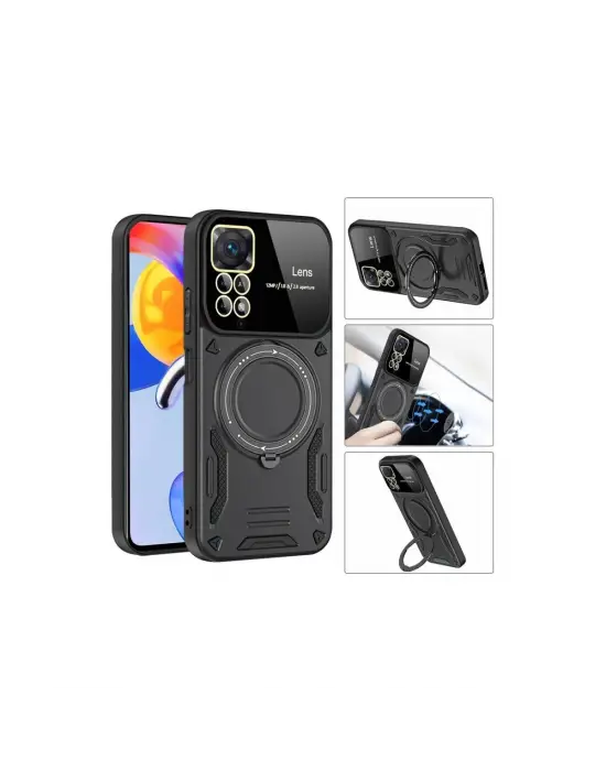 Xiaomi Redmi Note 11 Pro Kılıf Joy Lens Standlı Kapak - Mor