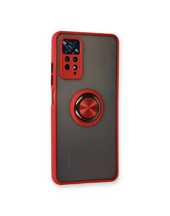 Xiaomi Redmi Note 11 Pro Kılıf Montreal Yüzüklü Silikon Kapak - Kırmızı