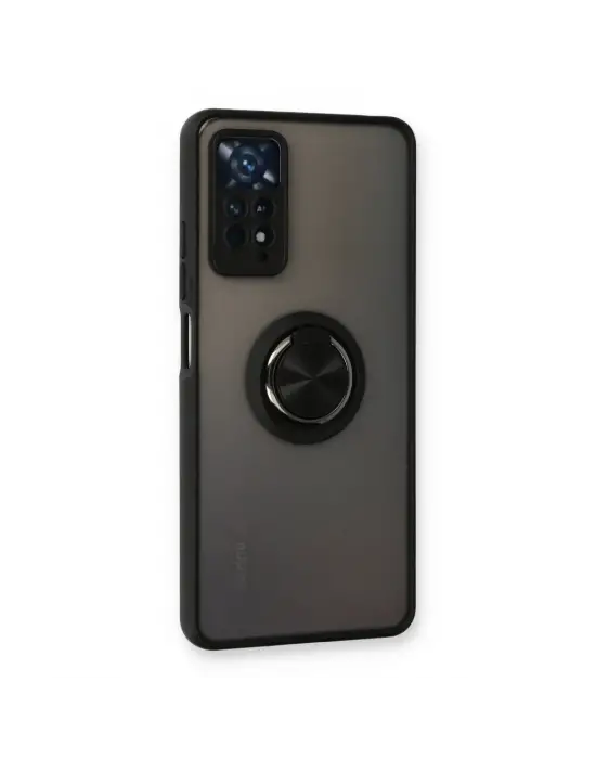 Xiaomi Redmi Note 11 Pro Kılıf Montreal Yüzüklü Silikon Kapak - Siyah