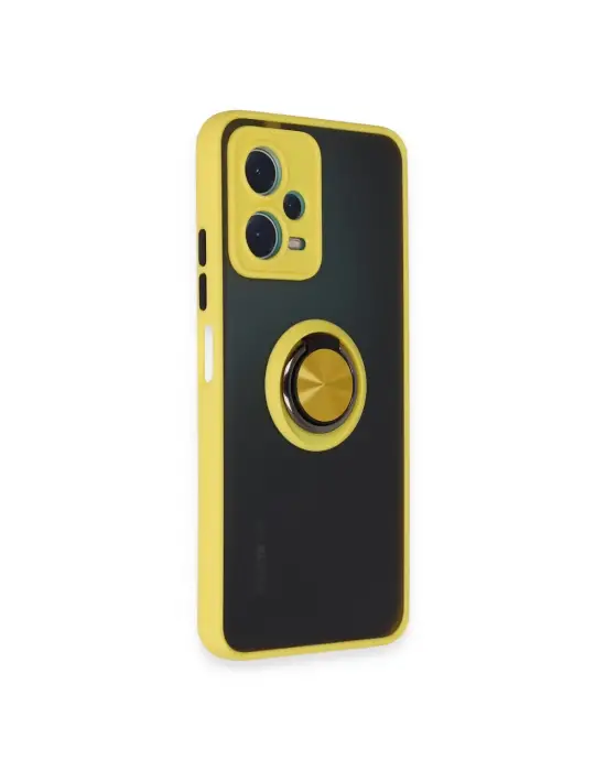 Xiaomi Redmi Note 12 5g Kılıf Montreal Yüzüklü Silikon Kapak - Sarı