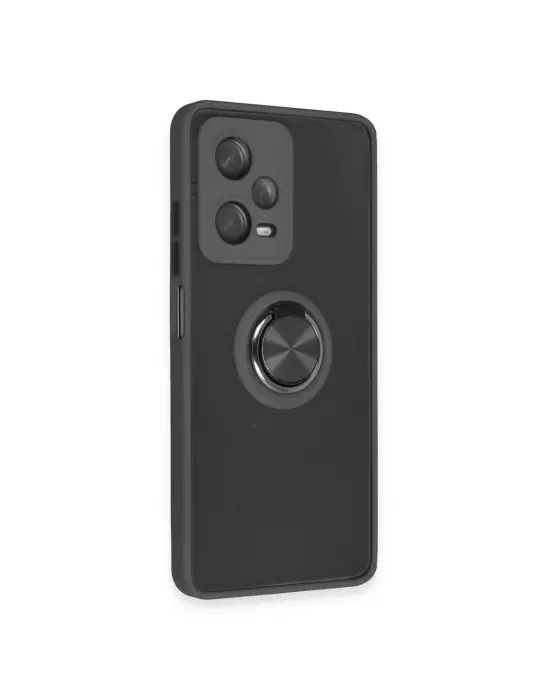Xiaomi Redmi Note 12 5g Kılıf Montreal Yüzüklü Silikon Kapak - Siyah
