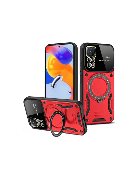Xiaomi Redmi Note 12 Pro 4g Kılıf Joy Lens Standlı Kapak - Kırmızı