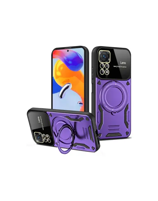 Xiaomi Redmi Note 12 Pro 4g Kılıf Joy Lens Standlı Kapak - Mor