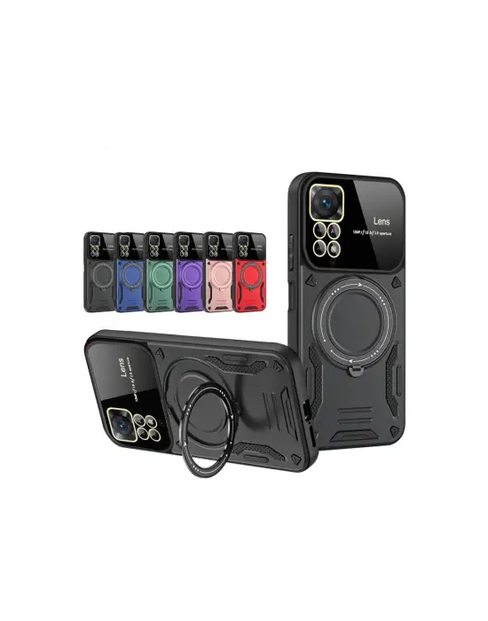 Xiaomi Redmi Note 12 Pro 4g Kılıf Joy Lens Standlı Kapak - Mor