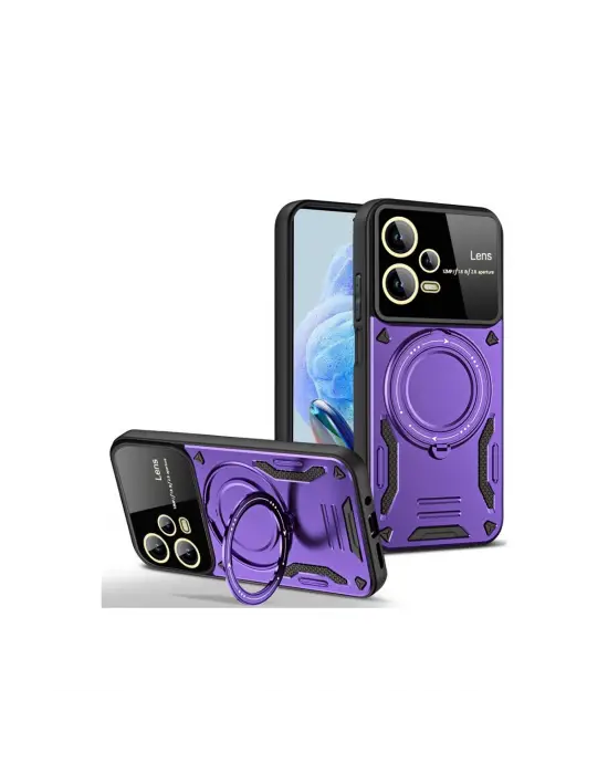 Xiaomi Redmi Note 12 Pro 5g Kılıf Joy Lens Standlı Kapak - Mor