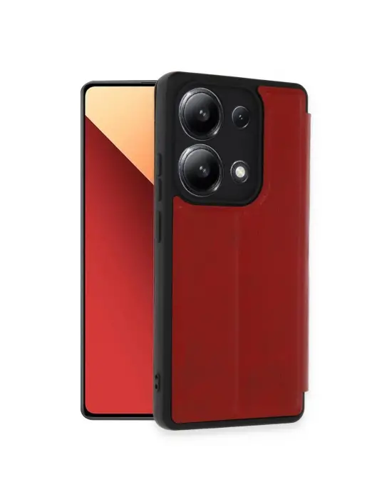 Xiaomi Redmi Note 13 4g Kılıf Flip Cover - Kırmızı