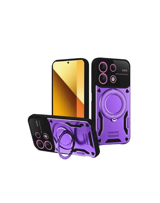 Xiaomi Redmi Note 13 4g Kılıf Joy Lens Standlı Kapak - Mor