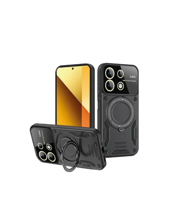 Xiaomi Redmi Note 13 4g Kılıf Joy Lens Standlı Kapak - Siyah