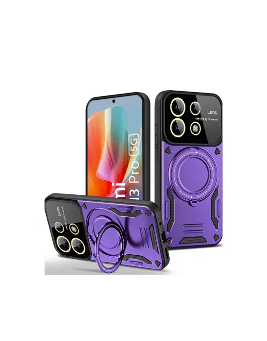 Xiaomi Redmi Note 13 Pro 4g Kılıf Joy Lens Standlı Kapak - Mor