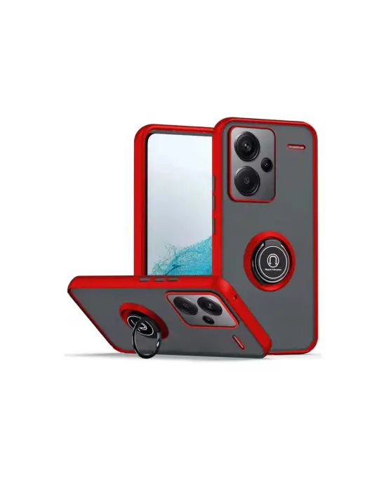 Xiaomi Redmi Note 13 Pro Plus Kılıf Montreal Yüzüklü Silikon Kapak - Kırmızı