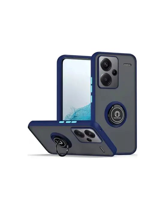 Xiaomi Redmi Note 13 Pro Plus Kılıf Montreal Yüzüklü Silikon Kapak - Lacivert