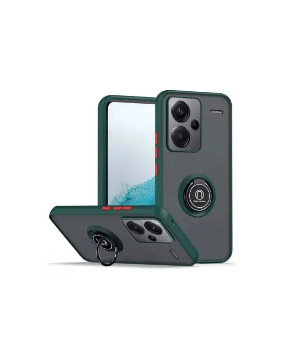 Xiaomi Redmi Note 13 Pro Plus Kılıf Montreal Yüzüklü Silikon Kapak - Yeşil