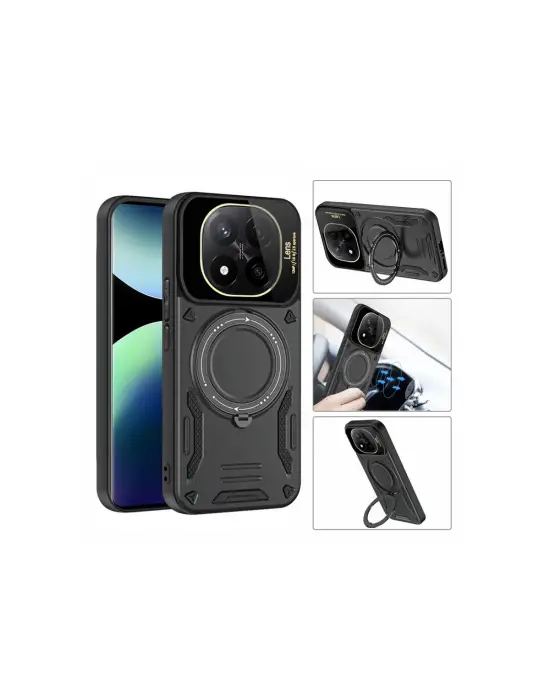 Xiaomi Redmi Note 14 Pro 4g Kılıf Joy Lens Standlı Kapak - Siyah