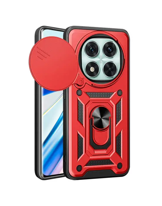 Xiaomi Redmi Note 14 Pro 4g Kılıf Pars Lens Yüzüklü Silikon - Kırmızı