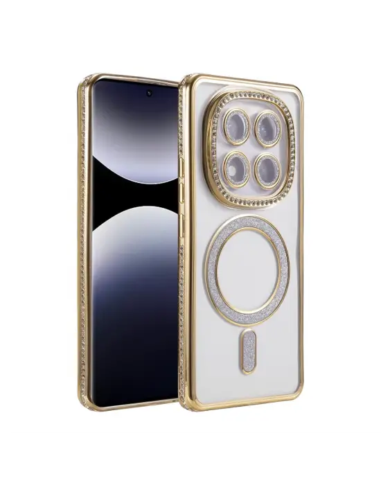 Xiaomi Redmi Note 14 Pro 5g Joke Simli Magneticsafe Kılıf - Gold