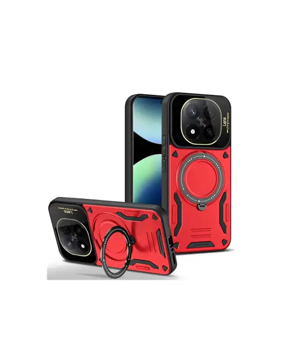 Xiaomi Redmi Note 14 Pro 5g Kılıf Joy Lens Standlı Kapak - Kırmızı