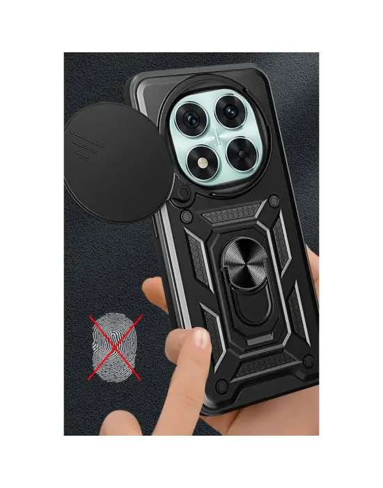 Xiaomi Redmi Note 14 Pro 5g Kılıf Pars Lens Yüzüklü Silikon - Siyah