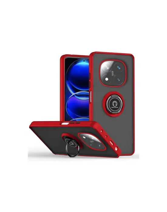 Xiaomi Redmi Note 14 Pro Plus Kılıf Montreal Yüzüklü Silikon Kapak - Kırmızı