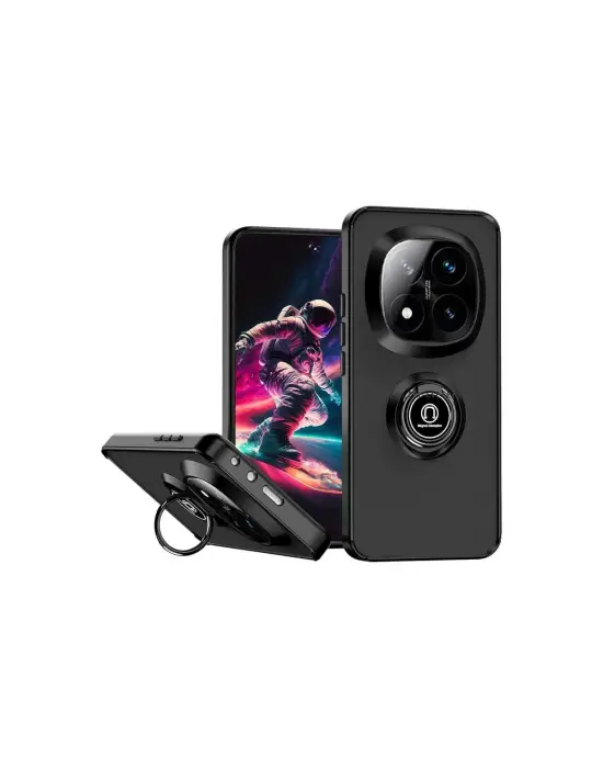 Xiaomi Redmi Note 14 Pro Plus Kılıf Montreal Yüzüklü Silikon Kapak - Siyah