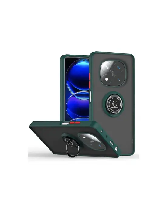 Xiaomi Redmi Note 14 Pro Plus Kılıf Montreal Yüzüklü Silikon Kapak - Yeşil