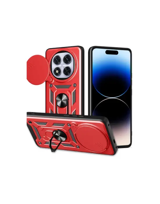 Xiaomi Redmi Note 14 Pro Plus Kılıf Pars Lens Yüzüklü Silikon - Kırmızı