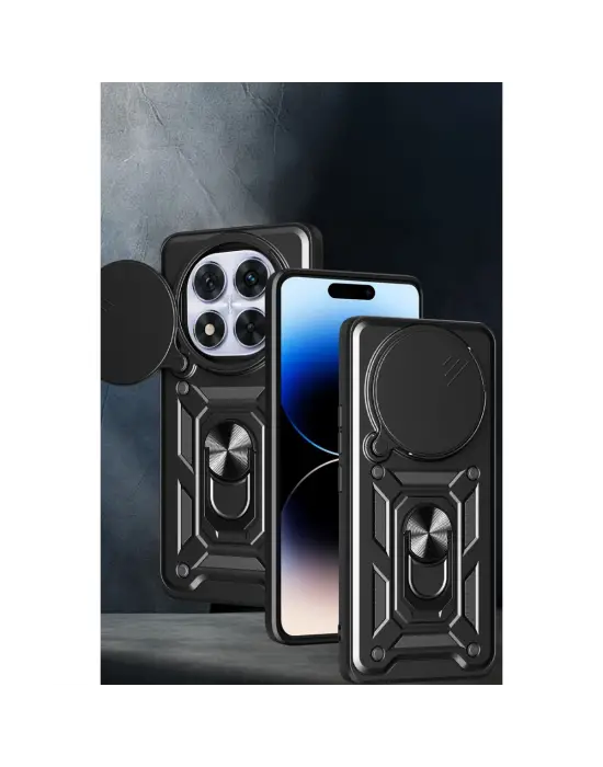 Xiaomi Redmi Note 14 Pro Plus Kılıf Pars Lens Yüzüklü Silikon - Lacivert