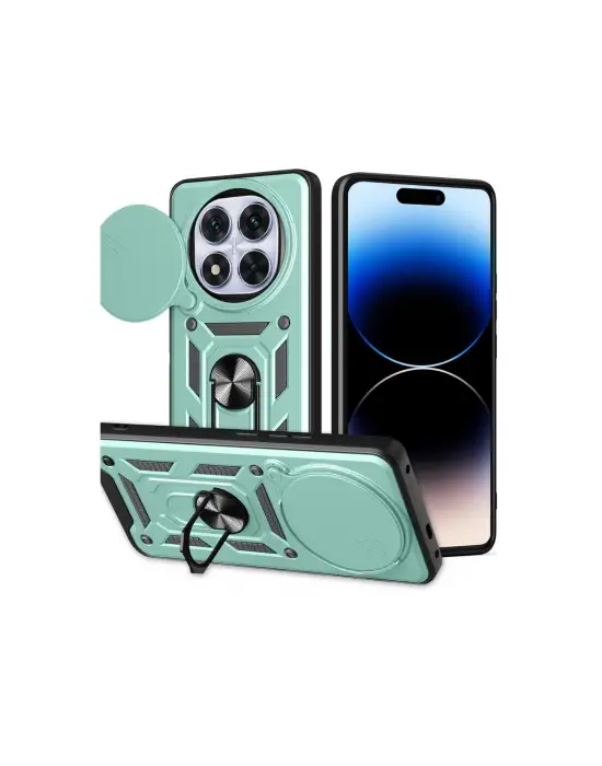 Xiaomi Redmi Note 14 Pro Plus Kılıf Pars Lens Yüzüklü Silikon - Yeşil