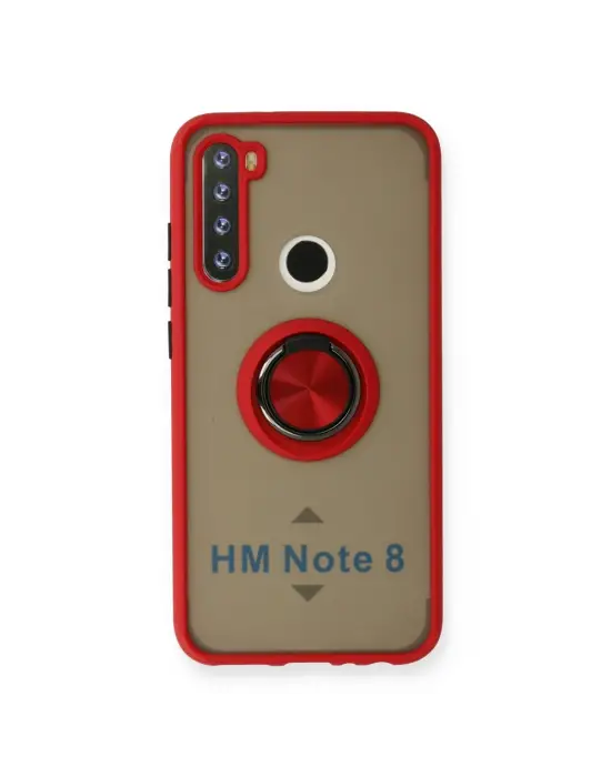 Xiaomi Redmi Note 8 Kılıf Montreal Yüzüklü Silikon Kapak - Kırmızı