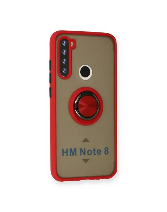 Xiaomi Redmi Note 8 Kılıf Montreal Yüzüklü Silikon Kapak - Kırmızı