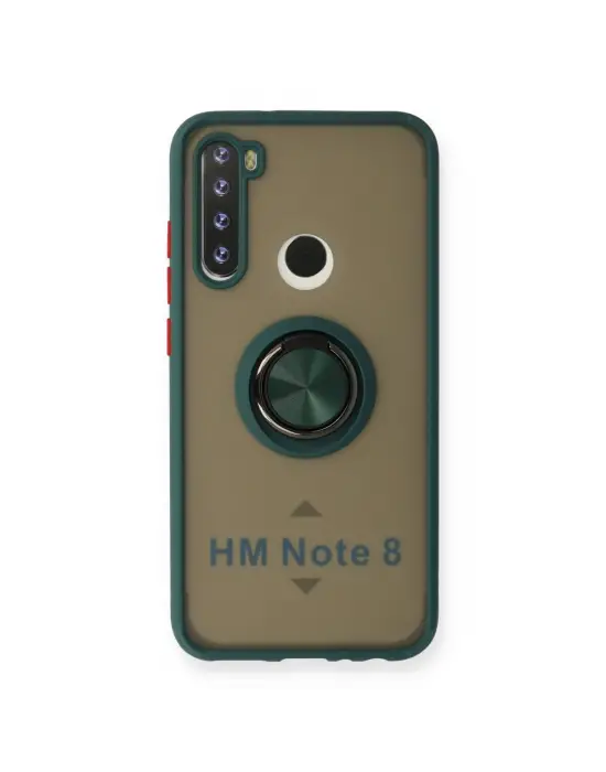 Xiaomi Redmi Note 8 Kılıf Montreal Yüzüklü Silikon Kapak - Yeşil